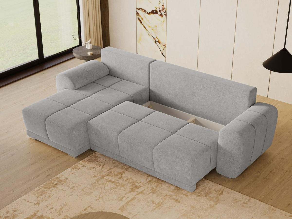 ECKSOFA Monti Grau Links - Silberfarben/Grau, Holz/Textil (188/290cm) - Graingold