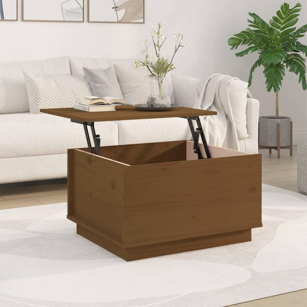 COUCHTISCH Honigbraun 60x50x35 cm Massivholz Kiefer - Braun, Holz (60/50/35cm) - furnicato