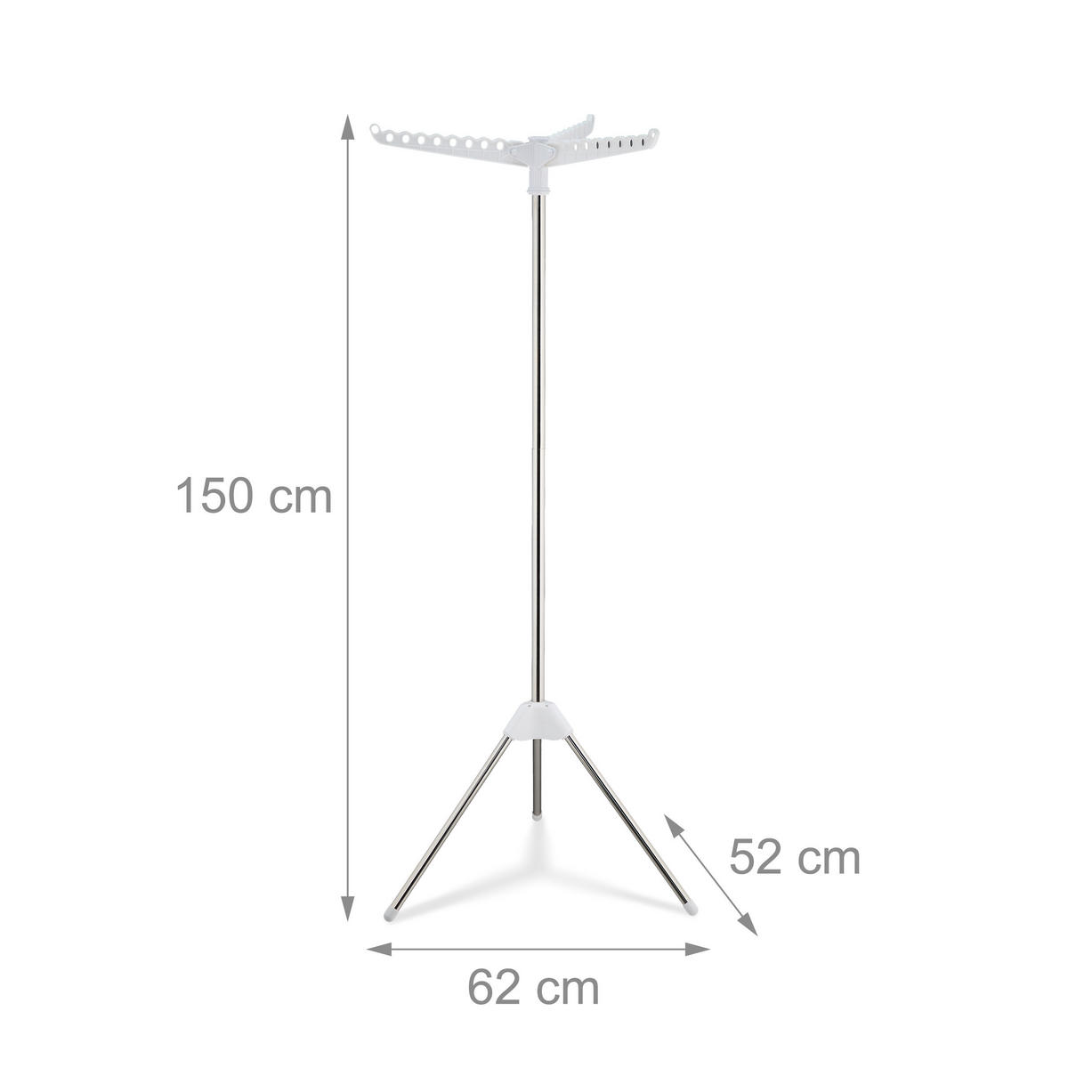 ŽEHLIACI sušiak - strieborná, kov/plast (62/150/52cm) - Relaxdays