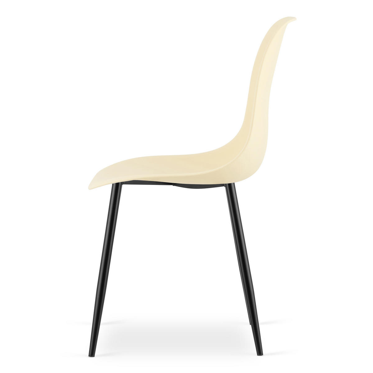 ESSZIMMERSTUHL 4-er Set KALEO cremefarbener Sitz, schwarze Beine - Creme/Schwarz, Kunststoff (46/84/51cm) - Valora