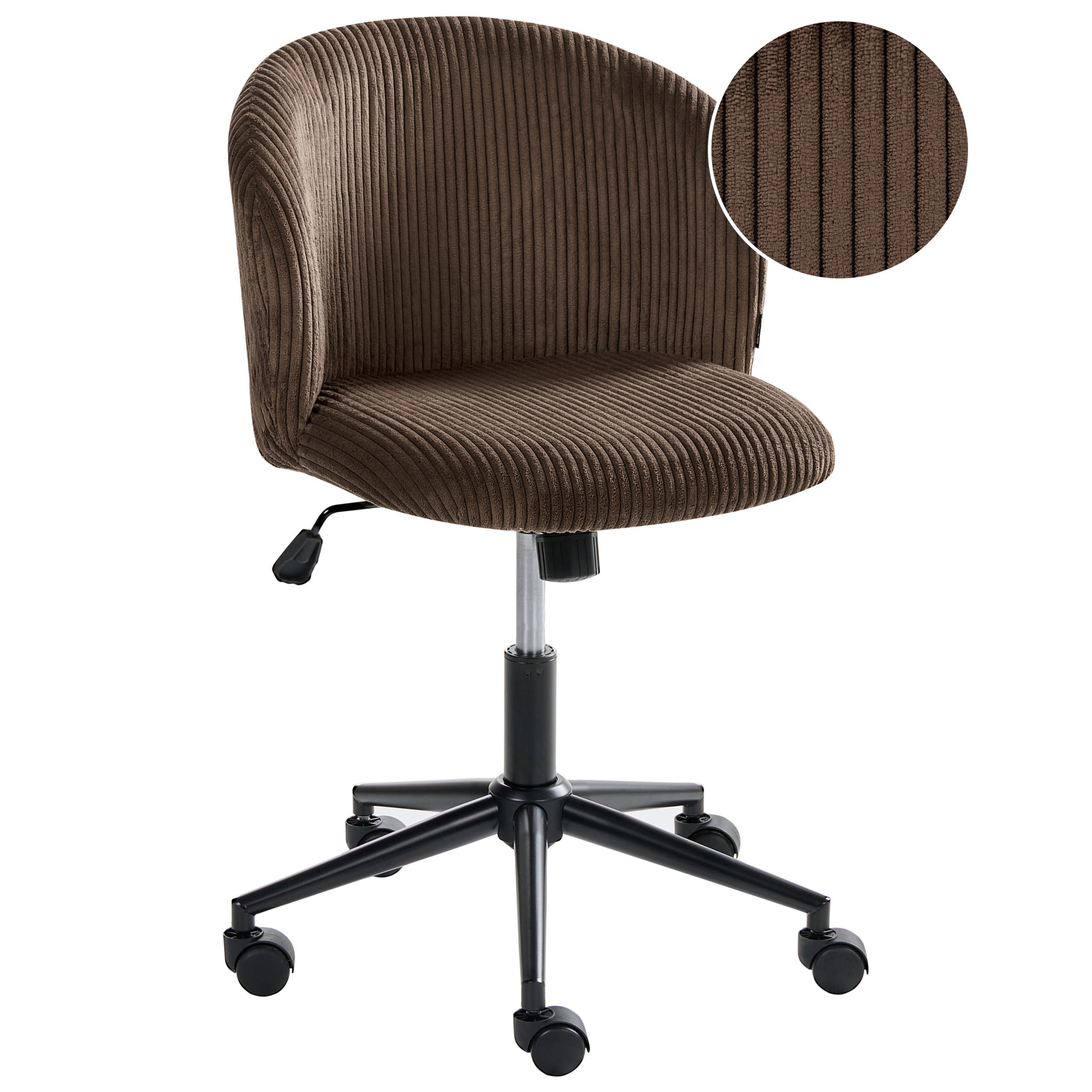 BÜROSTUHL Cord Dunkelbraun Miles - Dunkelbraun, Textil (55/76/55cm) - Beliani