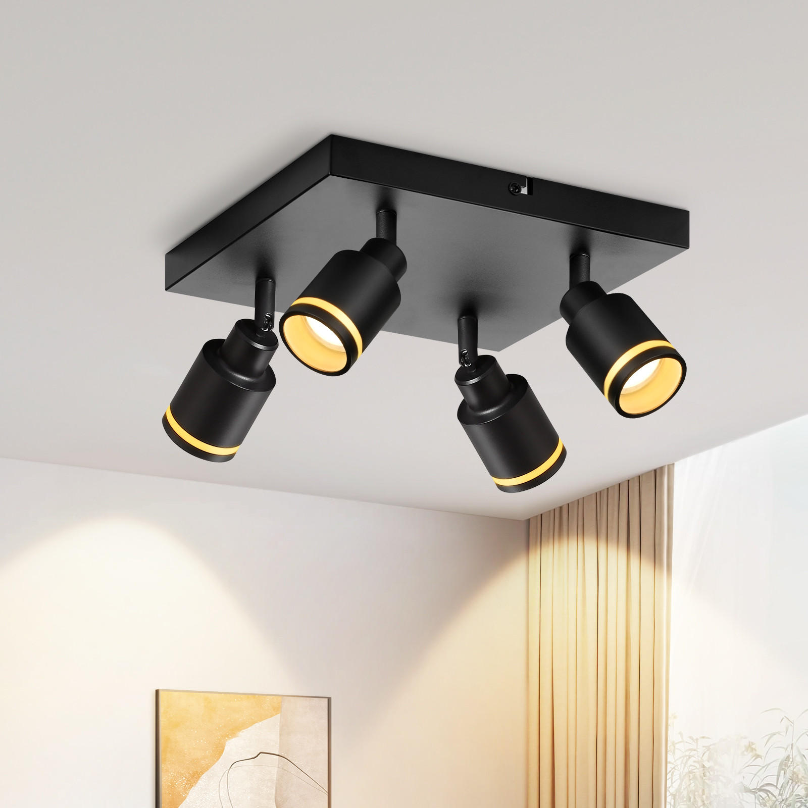 STRAHLER Lippstadt 4-flammig 25/25/15.7 cm - Schwarz, Metall (25/25/15.7cm) - Nettlife