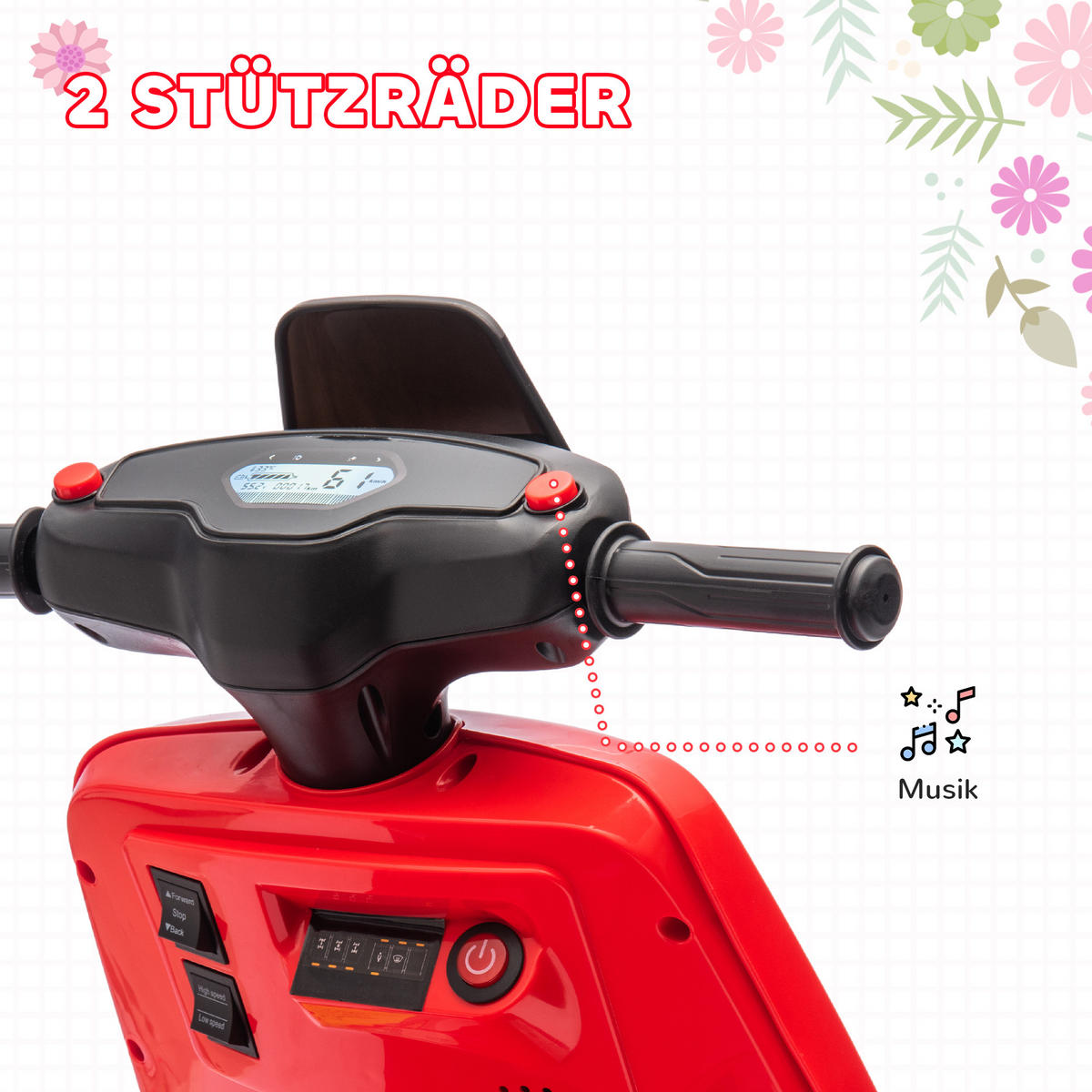 KINDER Elektro-Motorrad - Rot, Metall (90/39/61cm) - AIYAPLAY