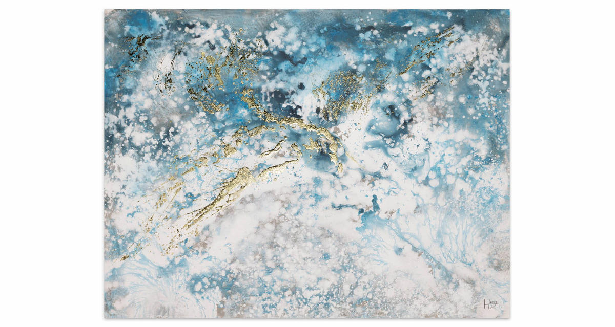 ACRYLBILD HANDGEMALT 100/75 cm - Blau/Weiß, Holz/Textil (1.78/75cm) - KUNSTLOFT