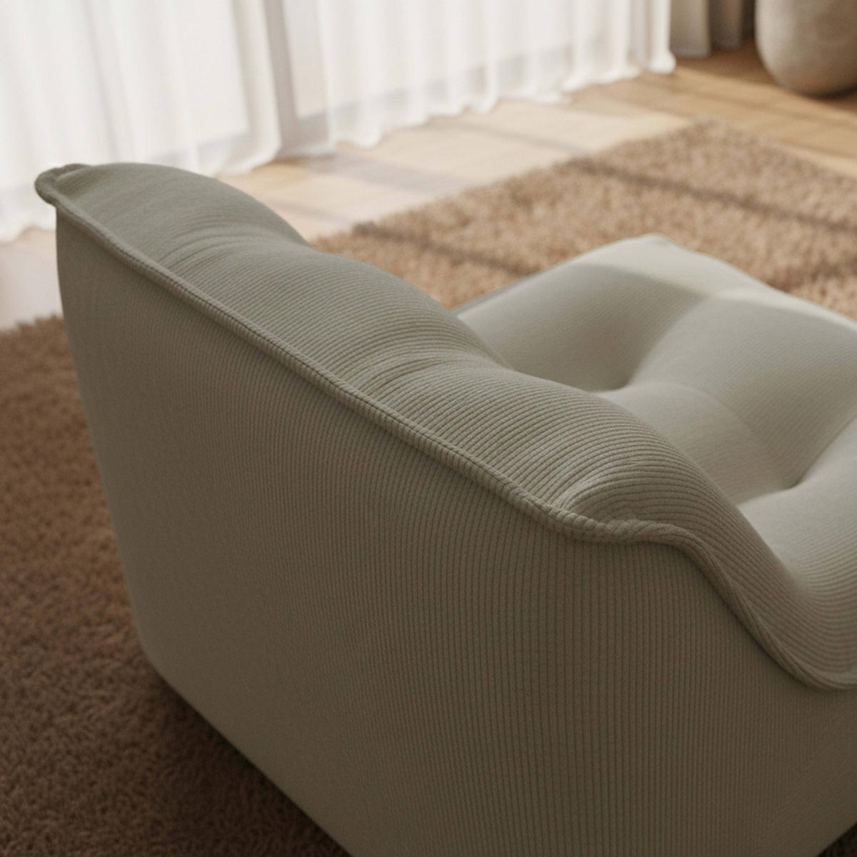 SESSEL, Ekru - Weiß, Textil (90/70/80cm) - Oviala