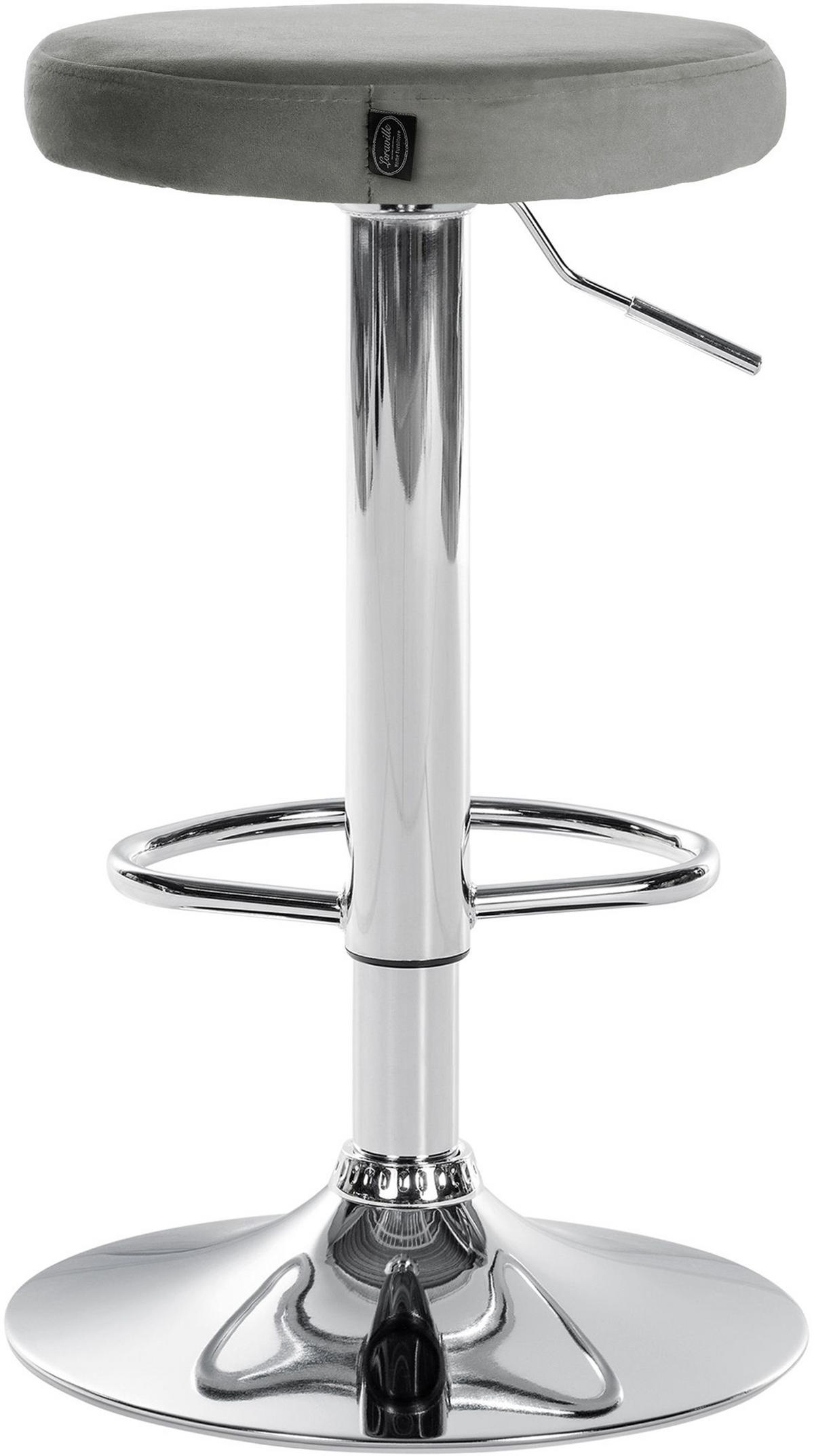 BARHOCKER 2er Set Pontius Samt chrom grau - Chromfarben/Grau, Textil/Metall (38.5/81/38.5cm) - TPFLiving