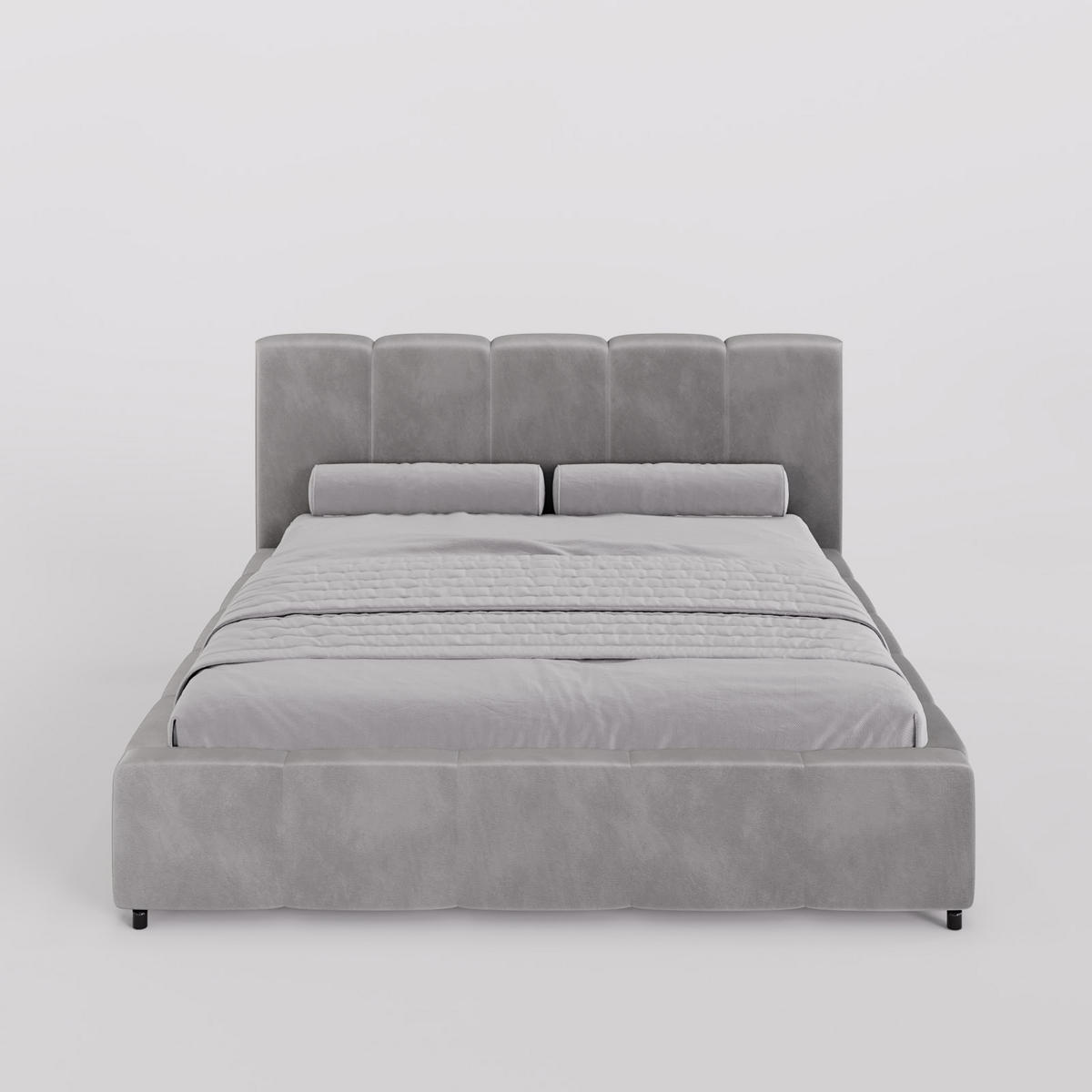 POLSTERBETT FERRO 200/200 cm, in Braun, Velours-Stoff, gepolstertes Kopfteil, Lattenrost, Bettkasten - Dunkelbraun, Textil (180/200cm) - Barchello