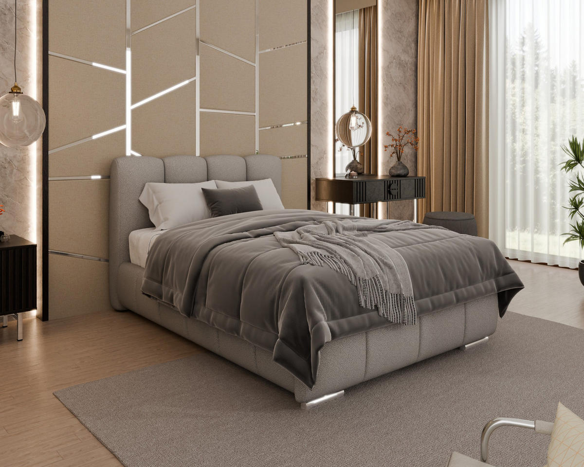 POLSTERBETT Zaira 120x200cm – Elegantes Polsterbett für modernen Wohnstil , ohne matratze, hellgrau - Hellgrau, Holz (90/200cm) - Homesy