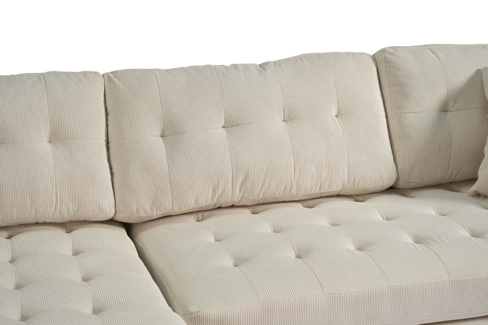 ECKSOFA Samt sandfarben - Sandfarben, Textil (290/177cm) - ebuy24