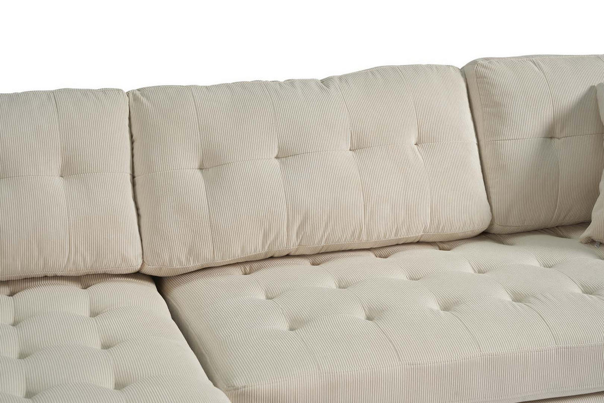 ECKSOFA Samt sandfarben - Sandfarben, Textil (290/177cm) - ebuy24