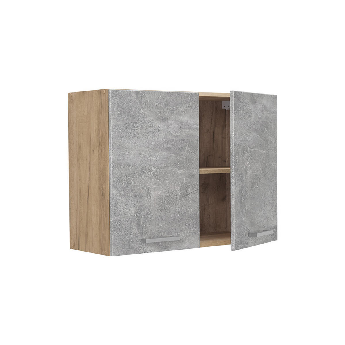 KÜCHENGLASSCHRANK R-Line, Beton/Goldkraft Eiche, 80 cm - Eichefarben/Grau, Holzwerkstoff (80/60/31cm) - Vicco
