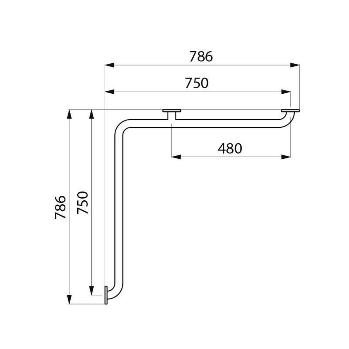 HANDLAUF 2-Wand Ø32 750x750 mm Edelstahl hochglanzpoliert - Chromfarben, Metall (75/8/75cm) - Delabie