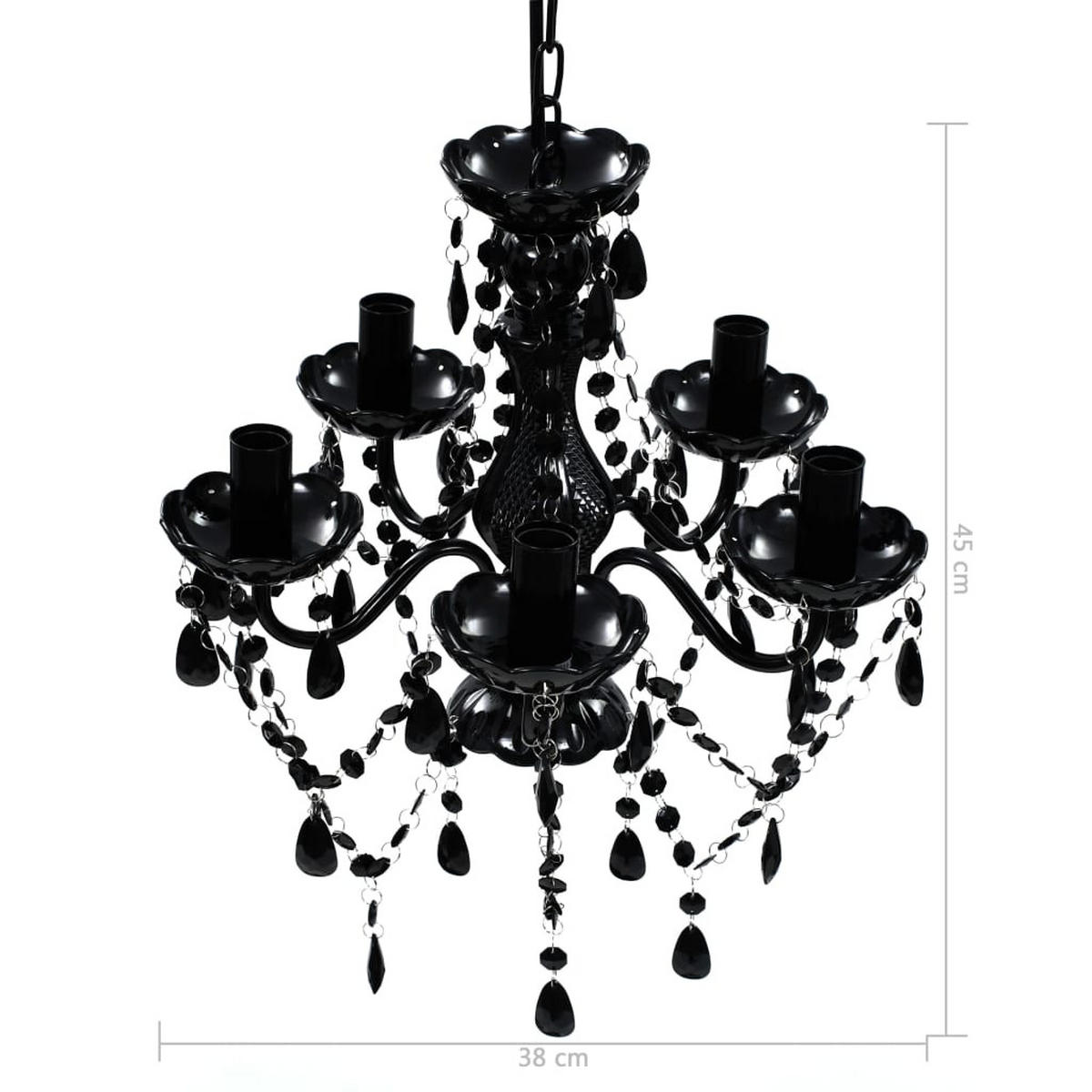 KRONLEUCHTER 5 Glühbirnen Schwarz - Schwarz, Kunststoff (38/38/45cm) - vidaXL