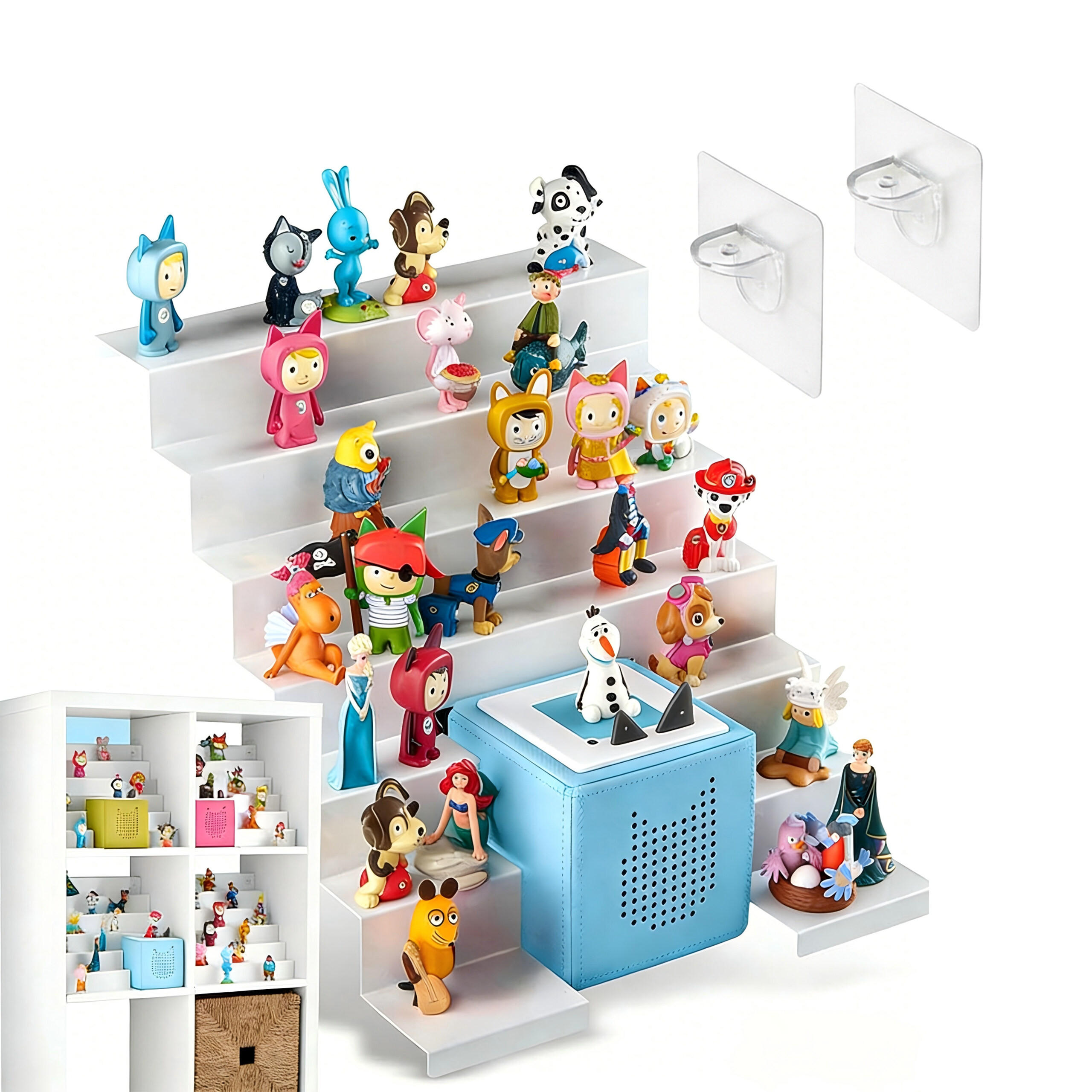 REGÁL na Tonies - bílá, kov (34/28/35cm) - Relaxdays