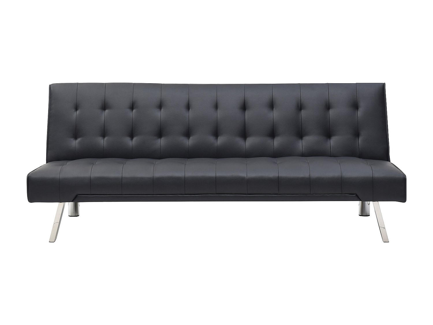 SCHLAFSOFA - 2 Personen - kunstleder - schwarz Guillaume - Schwarz, Leder/Metall (177/74/78cm) - Vente-Unique