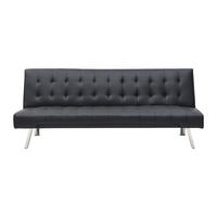 SCHLAFSOFA - 2 Personen - kunstleder - schwarz Guillaume - Schwarz, Leder/Metall (177/74/78cm) - Vente-Unique