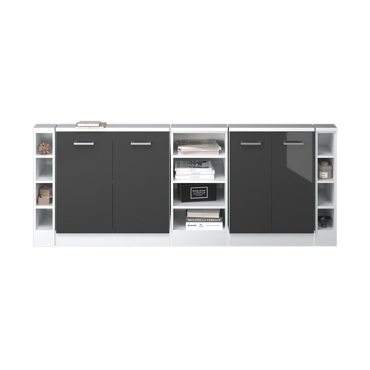 KUCHYŇSKÁ SKŘÍŇKA POD ŠIKMOU STŘECHU R-Line Antracitový vysoký lesk/bílá - bílá/antracitová, kompozitní dřevo (210/81.6/46cm) - Vicco