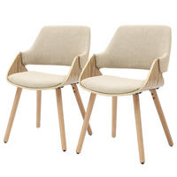 POLSTERSTUHL - 2er-Set - Leinen / Buche massiv - Beige, Holz/Holzwerkstoff (51/80/57cm) - home24