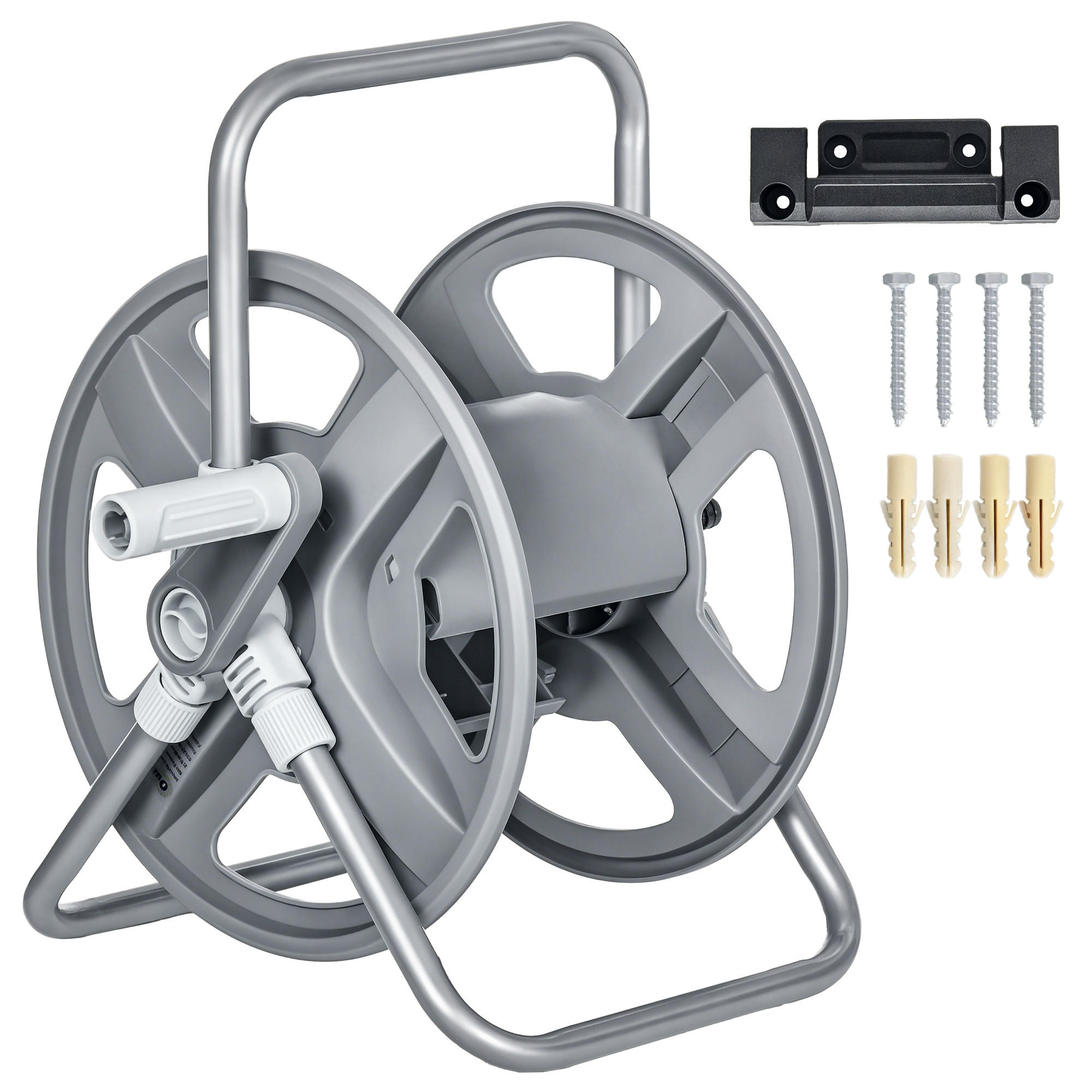 SCHLAUCHAUFROLLER 40 m DE-13772 mit Kurbel, Wand- oder Bodenmontage - Grau, Kunststoff (35/46/46cm) - ComfortXL