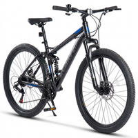 MOUNTAINBIKE 26 Zoll Schwarz + Blau, 21-Gang-Schaltung, Doppel-Scheibenbremsen, Carbonstahl - Blau, Metall (20cm) - Oxeza