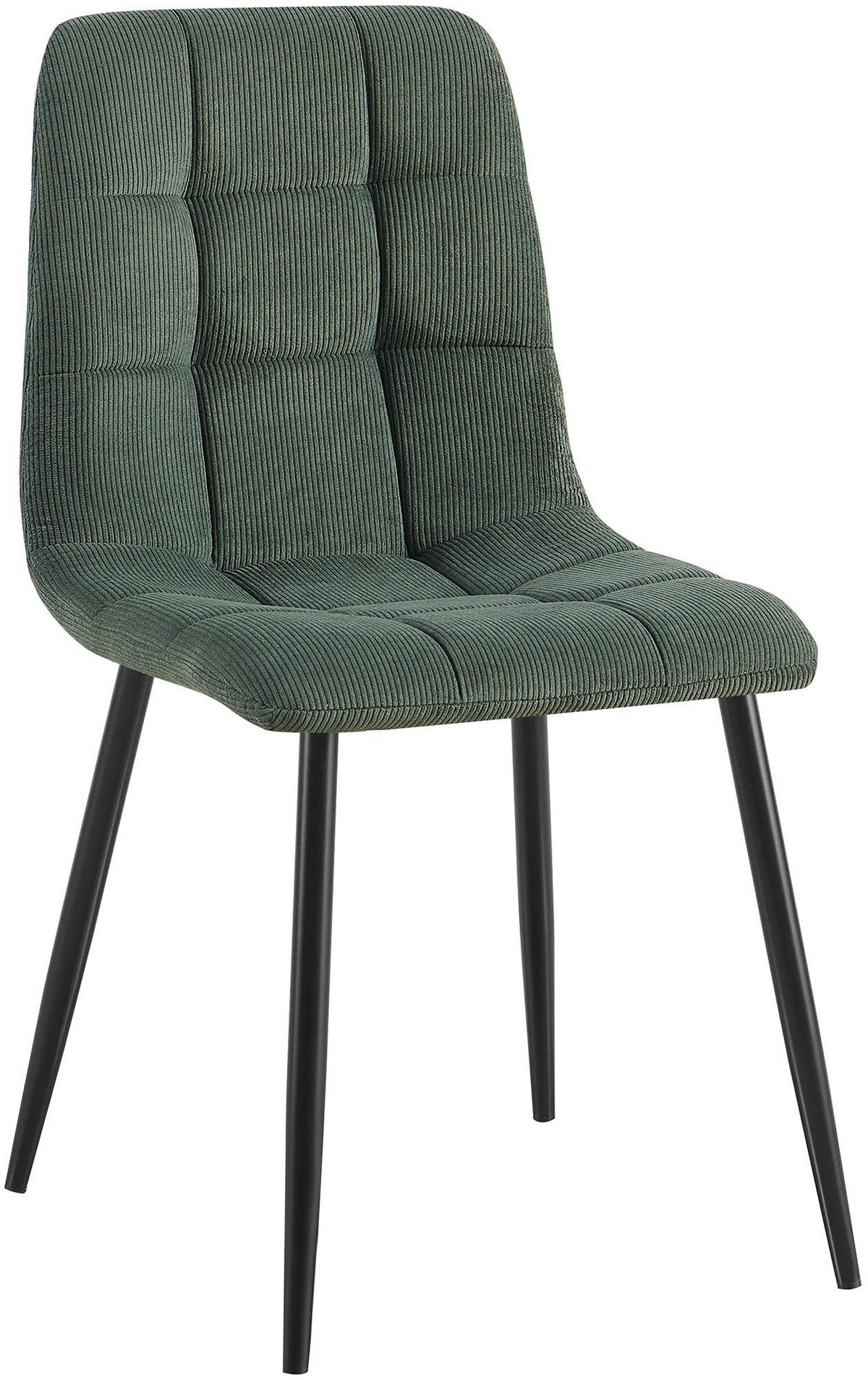 STUHL Cord Grün - Schwarz/Grün, Textil/Metall (45/84/55cm) - CLP