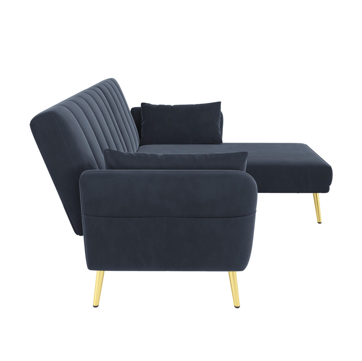 ECKSOFA, Samt mit Schlaffunktion & verstellbarer Rückenlehne, 191,5/130,5/80 cm, Schwarz - Schwarz, Textil (130.5/191.5cm) - Redom