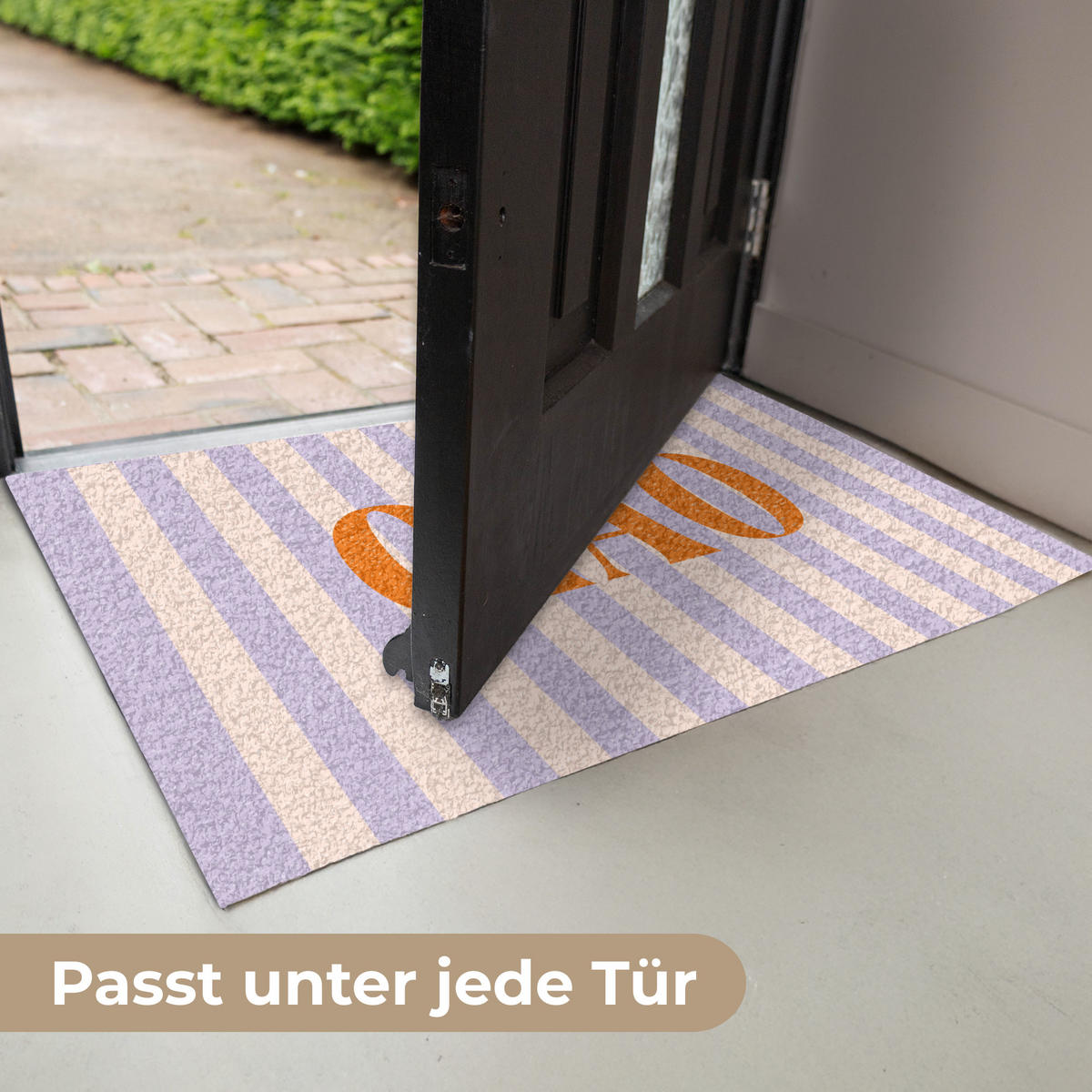 FUSSMATTE Ciao - Zitat - Pastell - Streifen 60x40 cm - Flieder, Kunststoff (60/0.4cm) - MuchoWow