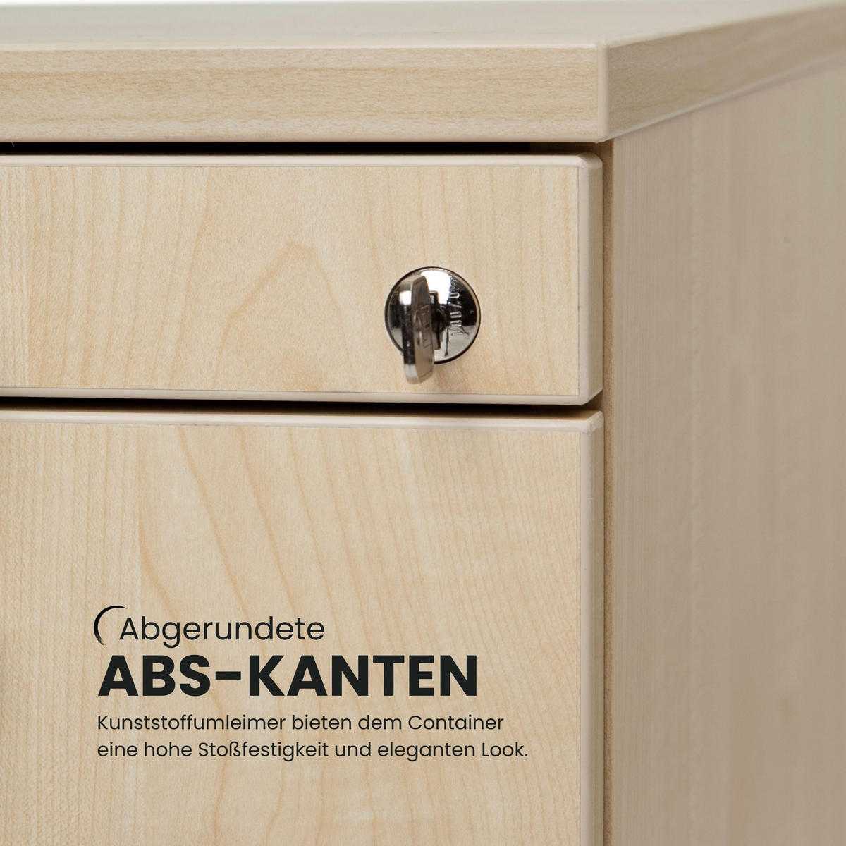 ROLLCONTAINER - mit Hängeregistratur 58/42,8/59 cm in Buchefarben Bügelgriff (Metall) - Buchefarben, Holzwerkstoff (42.8/59/58cm) - bümö