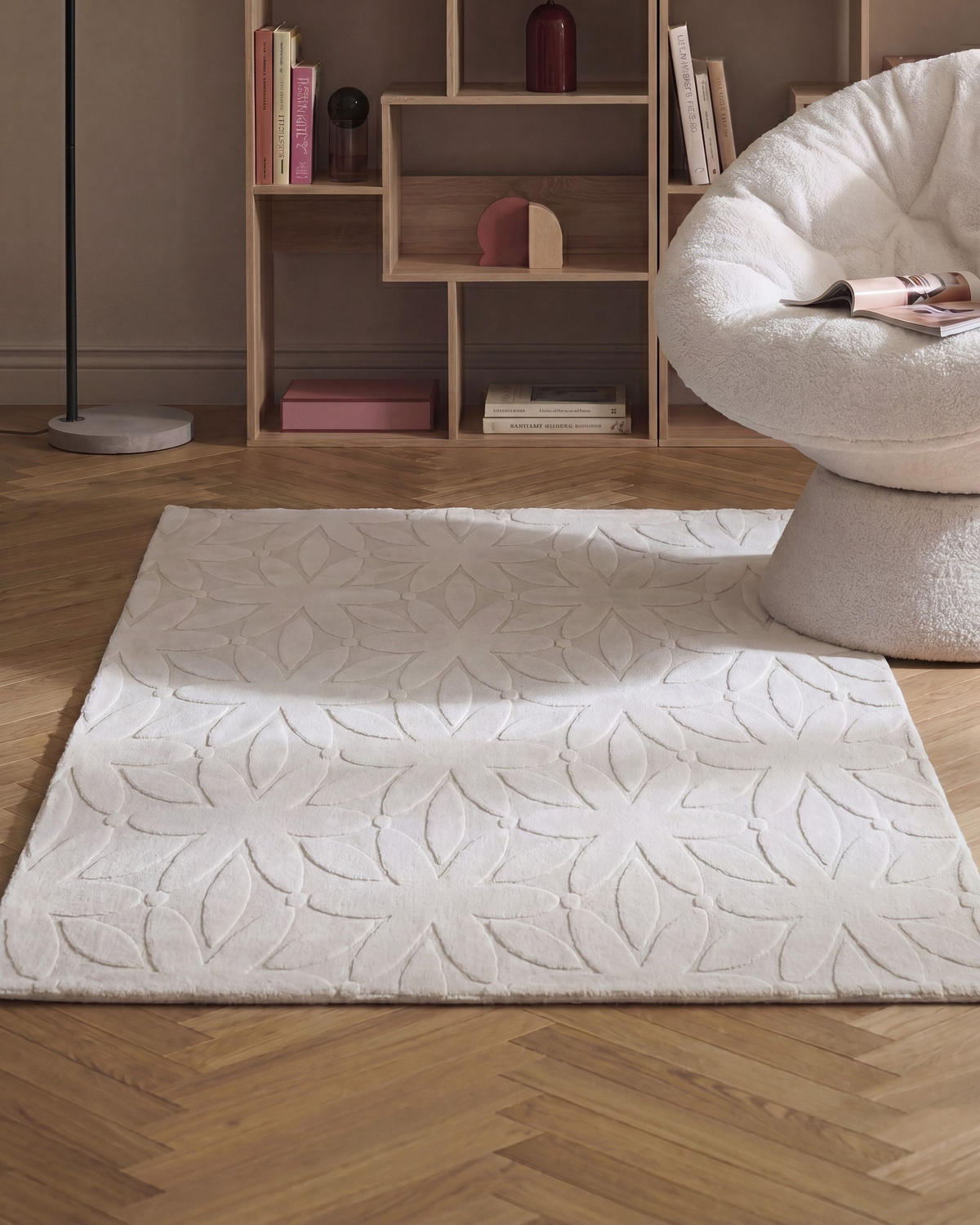 KOBEREC Krémově bílý 160/160 cm Hood - bílá/krémová, textil (160/160cm) - Beliani