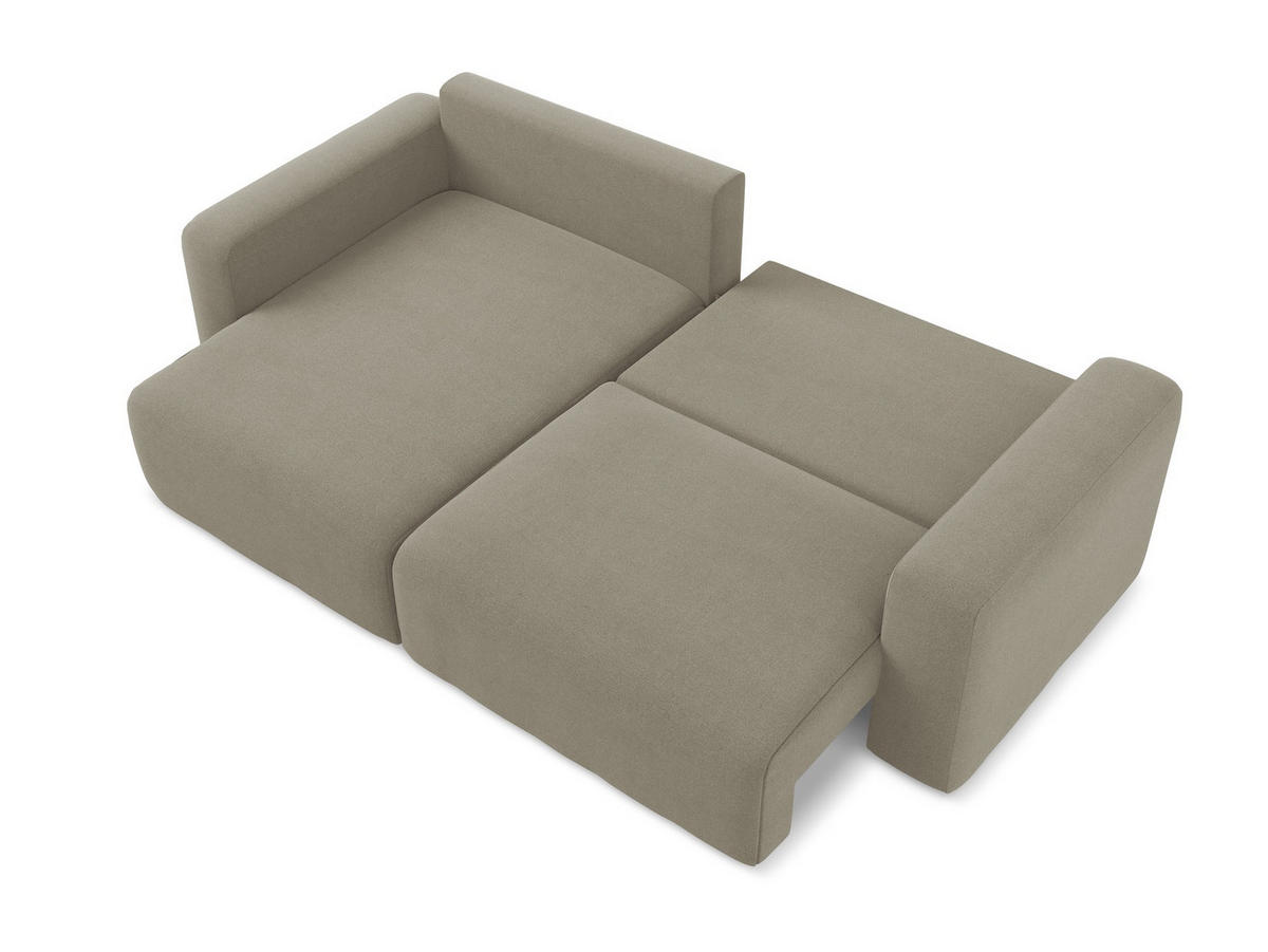 ECKSOFA mit Schlaffunktion links Strukturstoff Stoff Beige - Beige/Schwarz, Kunststoff/Textil (149/244cm) - Makamii