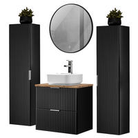 BADMÖBEL-SET 4-TLG. Adelaide-56 - Schwarz, Holzwerkstoff (160/200/47cm) - Lomado