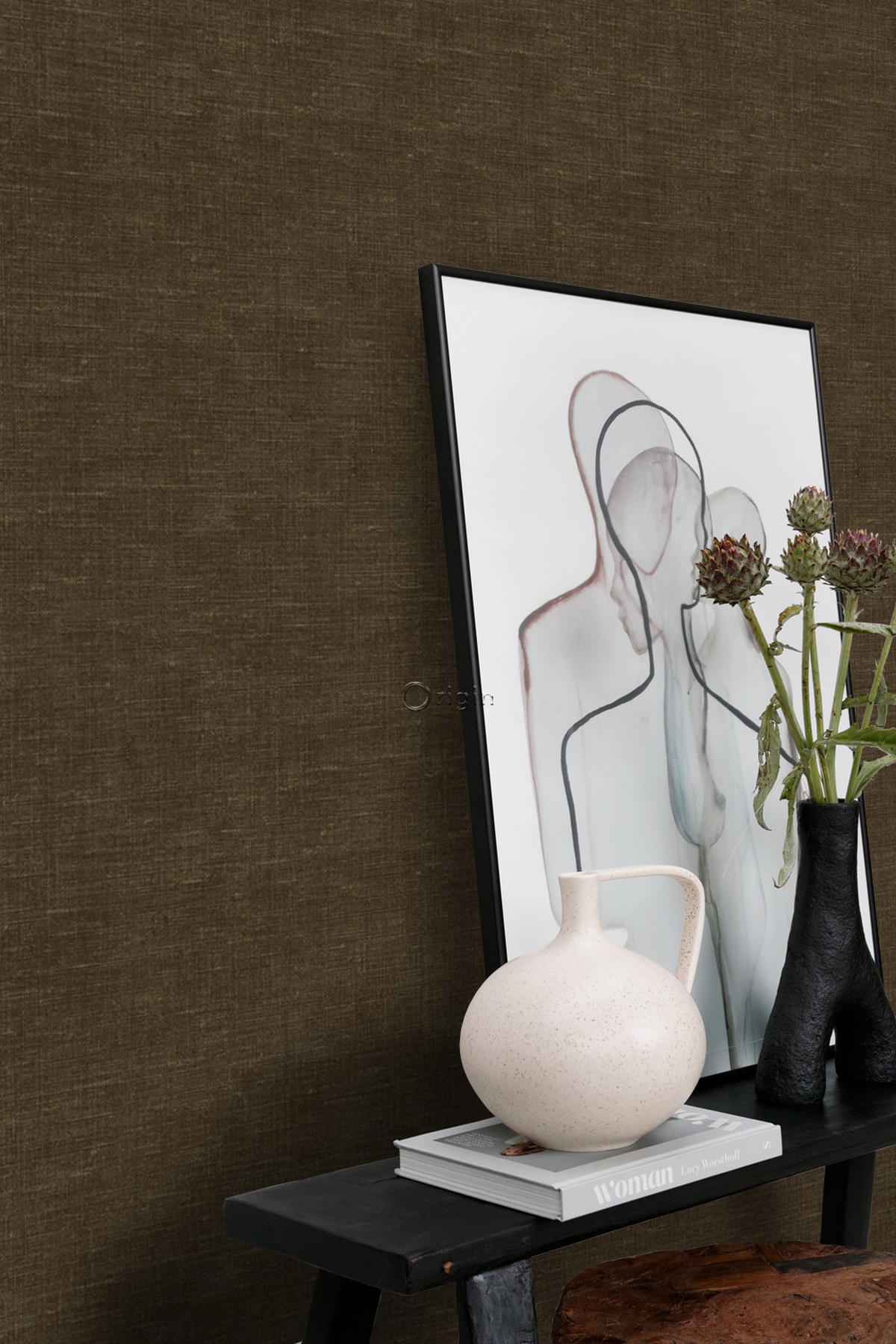 TAPETE Leinen-Optik 53 cm x 10.05 m - Braun, Papier (53/1000cm) - Origin Wallcoverings