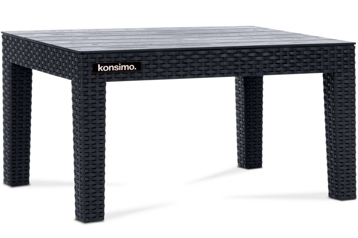 GARTENSET HORILES 4-tlg 2-Sitzer-Sofa Sessel und Gartentisch, anthrazit - Anthrazit, Kunststoff - KONSIMO®