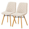 POLSTERSTUHL - Webstoff - Beige, Holz (46/85/57cm) - home24
