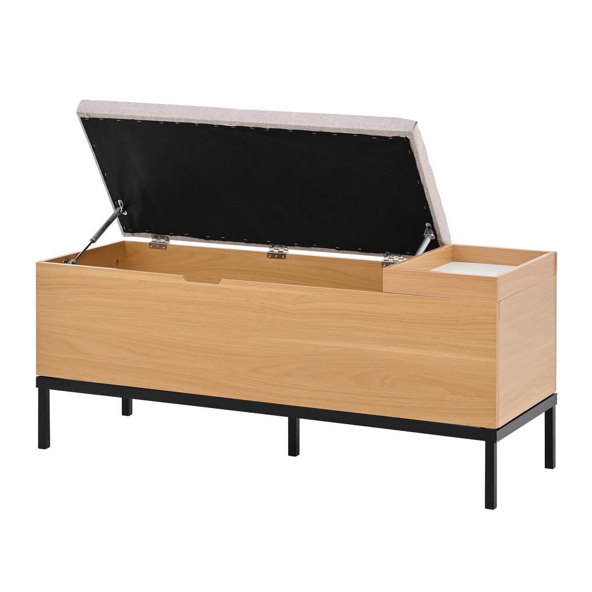 SCHUHSCHRANK 115/40/49,5 cm in Natur mit Stauraum und gepolsterter Sitzfläche - Naturfarben, Holzwerkstoff (115/40/49.5cm) - BEAOK