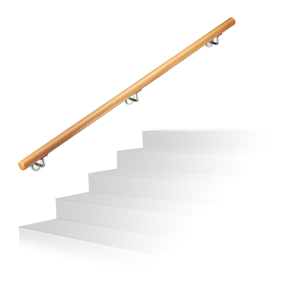 HANDLAUF - Hellbraun, Holz/Metall (150/4.2/4.2cm) - Relaxdays