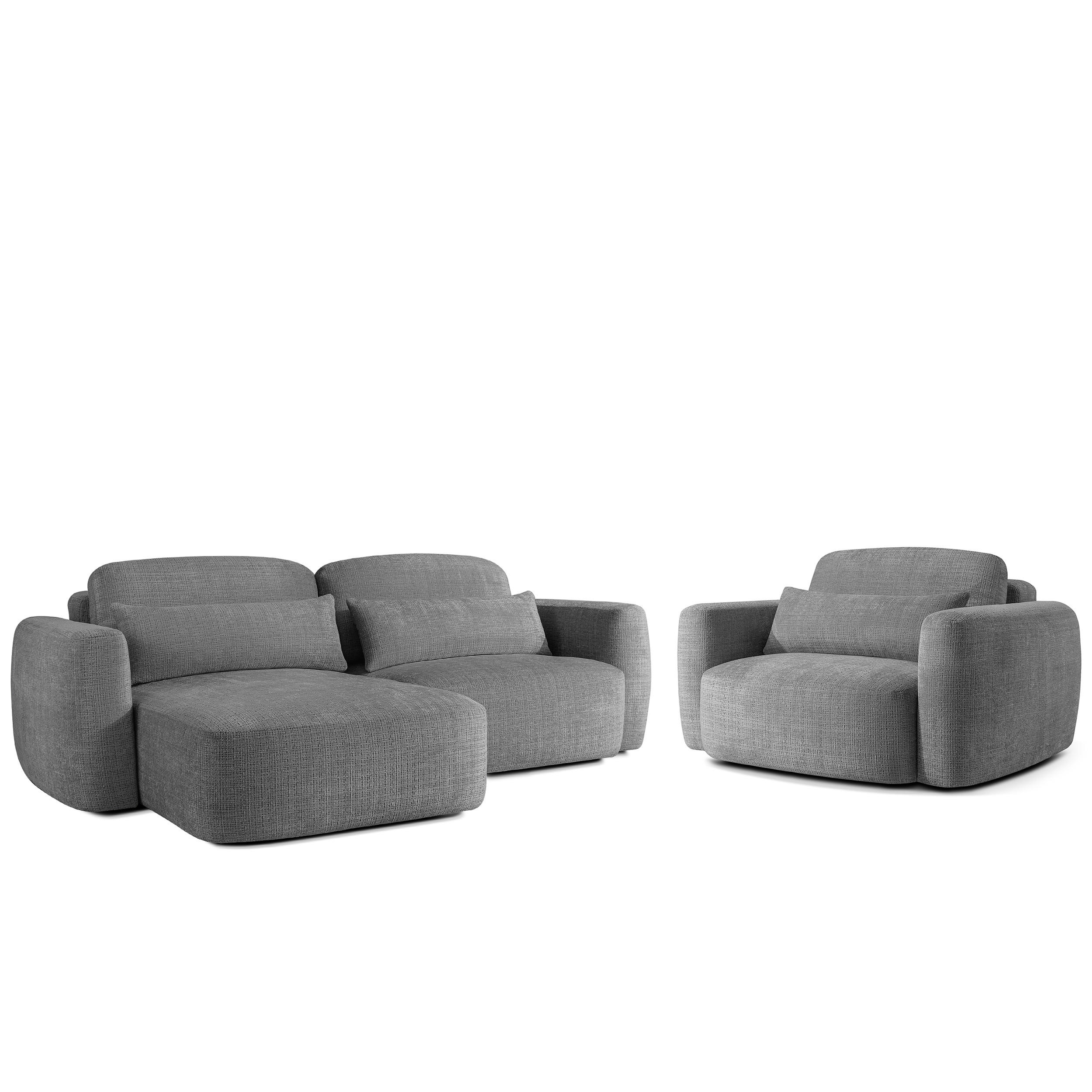 SITZGARNITUR ELOSA - Dunkelgrau, Holz/Textil (245/85/165cm) - KONSIMO®