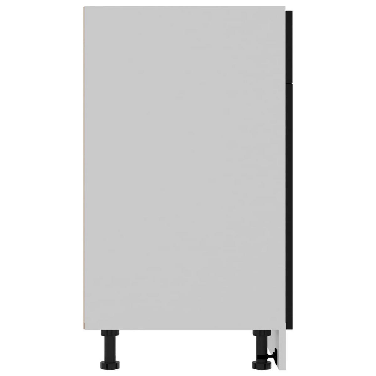 SCHUBUNTERSCHRANK Lyon Schwarz 80/46/81,5 Cm Holzwerkstoff - Schwarz/Grau, Holz/Metall (80/46/46cm) - vidaXL