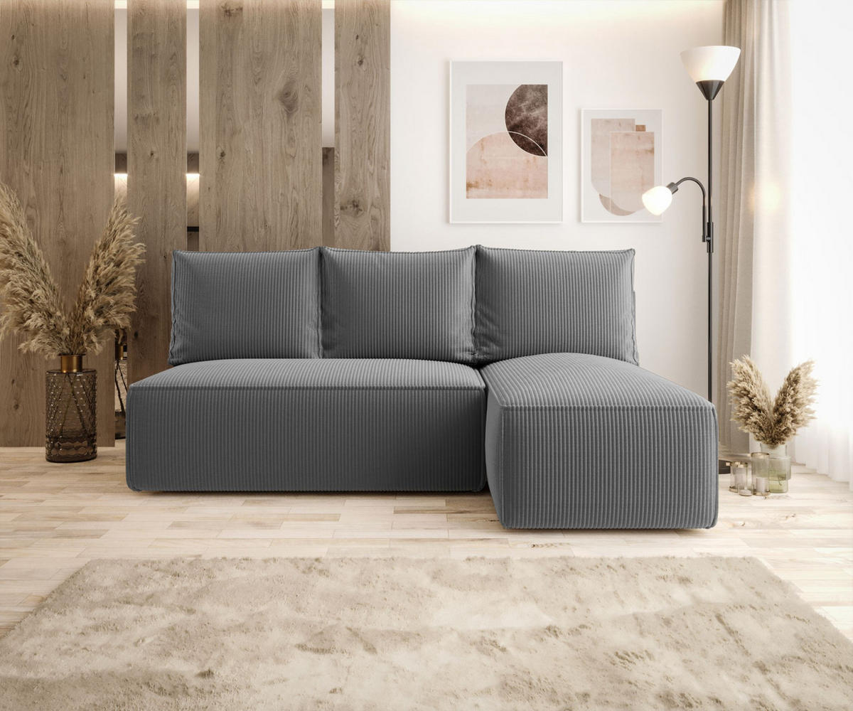 ECKSOFA mit Schlaffunktion SAVIO MINI Poso 60 Rechts - Grau, Textil (200/140cm) - Bedante