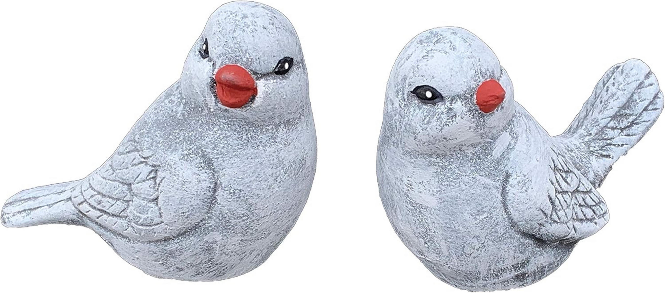 STEINFIGUR 2er Set Vögel – frostfeste & wetterfeste Gartendeko aus Steinguss - Grau, Stein (6/10/11cm) - stoneandstyle