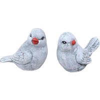 STEINFIGUR 2er Set Vögel – frostfeste & wetterfeste Gartendeko aus Steinguss - Grau, Stein (6/10/11cm) - stoneandstyle