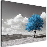 LEINWANDBILD Blaue Baum-Hochlandlandschaft - Blau, Textil (60/40cm) - Feeby