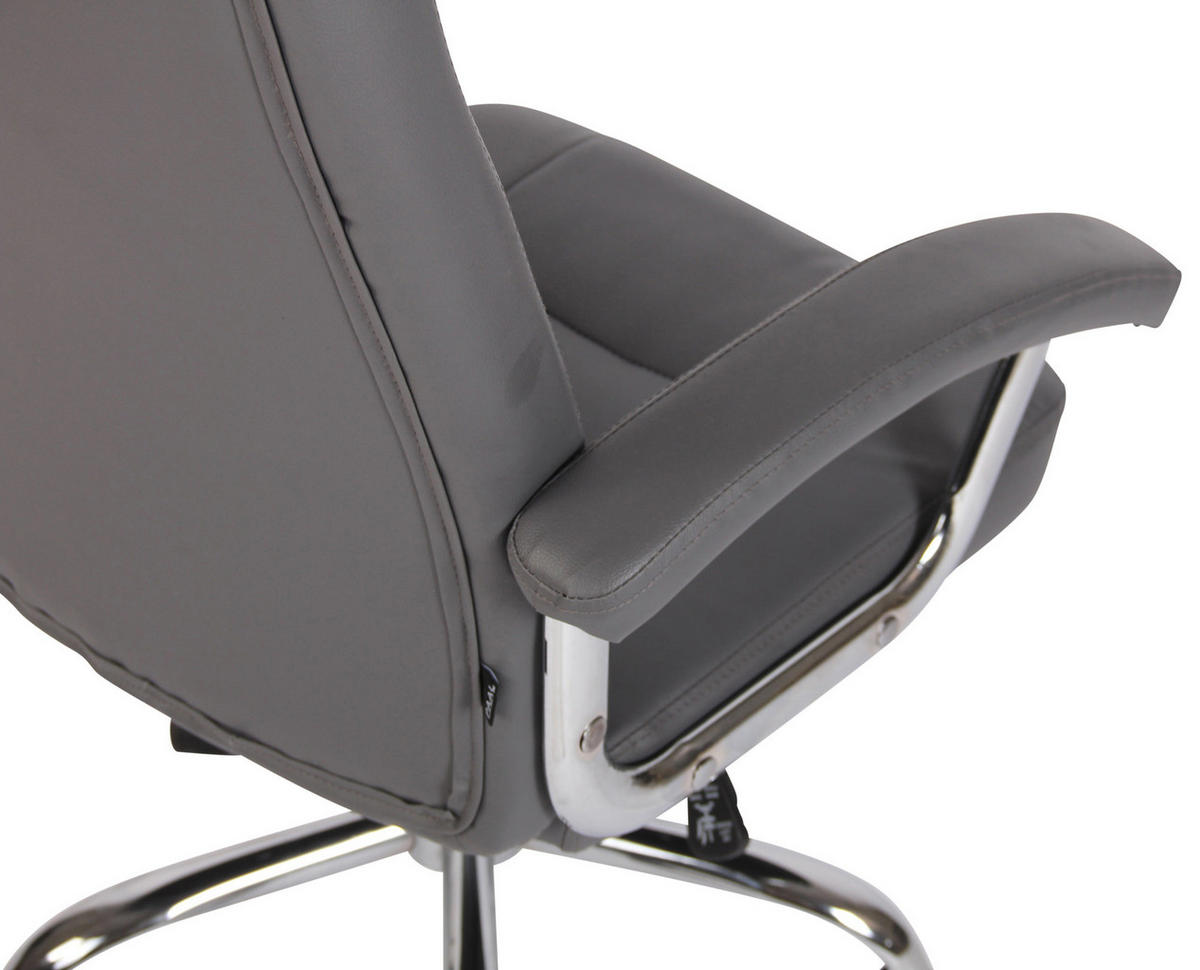 DREHSTUHL Lederlook Grau - Chromfarben/Grau, Textil/Metall (66/106/70cm) - CLP