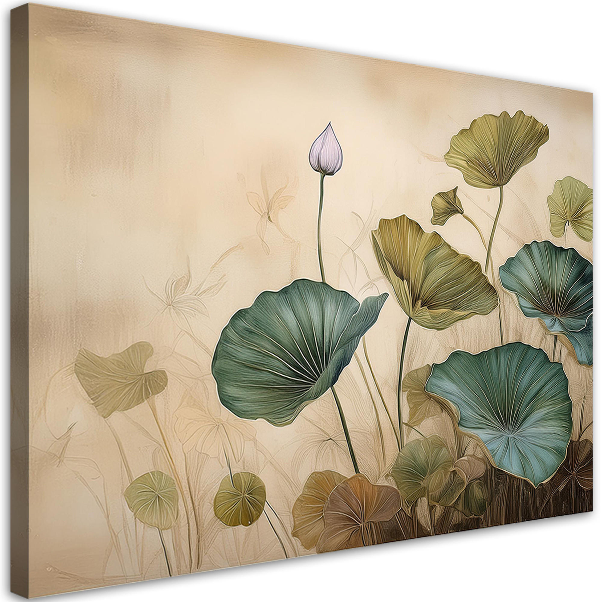 WANDBILD lilien blätter pflanzen - Beige, Textil (60/40cm) - Feeby