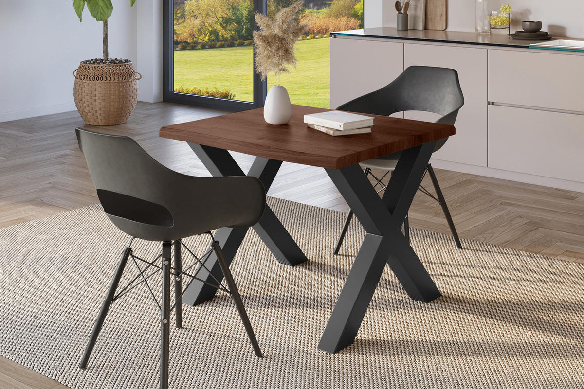 ESSTISCH JULIUS X - Nussbaumfarben/Schwarz, Holz (80/80/77cm) - SAM