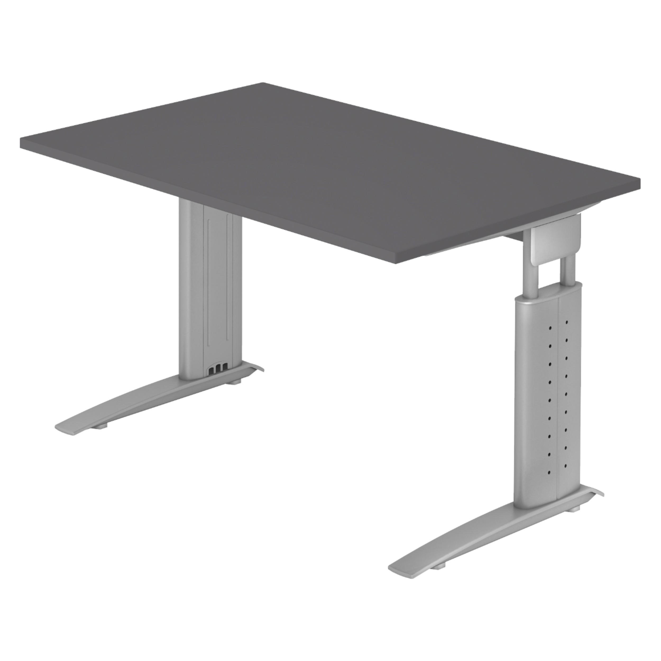SCHREIBTISCH Serie-U 80/120/74 cm in Graphitfarben/Silberfarbengrau - Silberfarben/Graphitfarben, Holzwerkstoff (80/120/74cm) - bümö