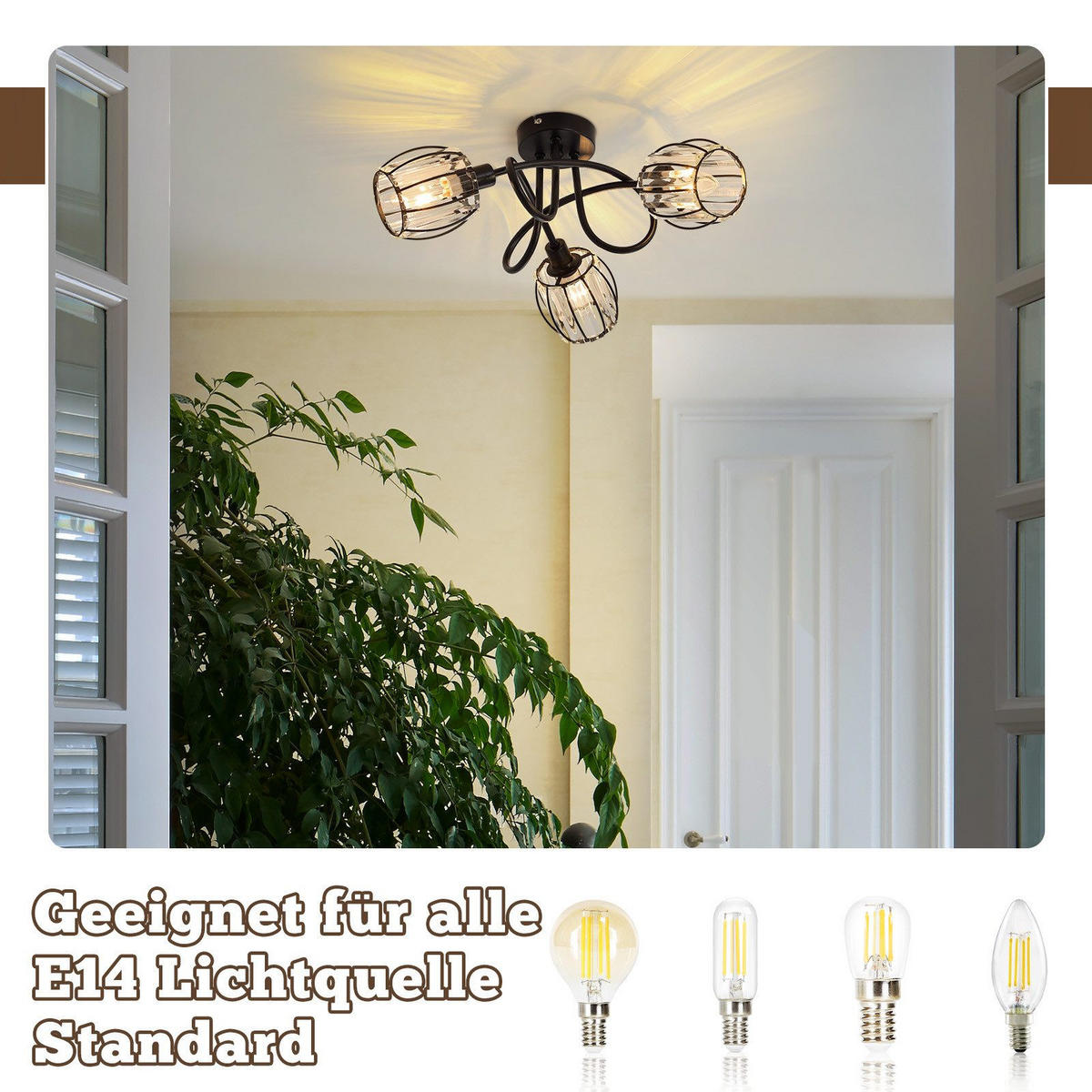 DECKENLEUCHTE Leonardo 40/20.5/20.5cm - Schwarz, Metall (40/20.5/20.5cm) - Nettlife