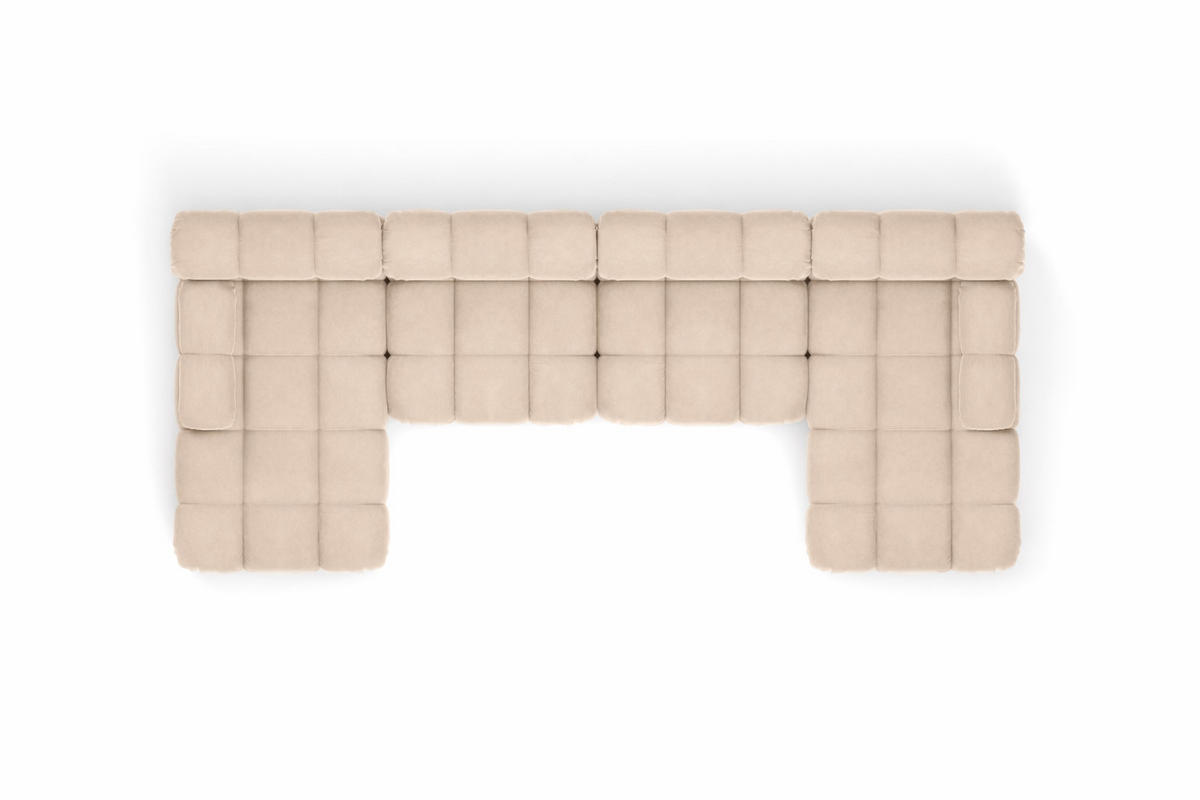 ECKSOFA U-Form XL, Stoff Velours Salvador, Beige, Selia U XL - Beige, Holz (380/70/160cm) - Kaiser Möbel