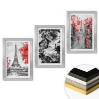 WANDBILDER 3er Set - 20x30 cm Silberner Rahmen - graue Gemälde des Eiffelturms - Silberfarben, Kunststoff (20/30cm) - ArtPrintCave