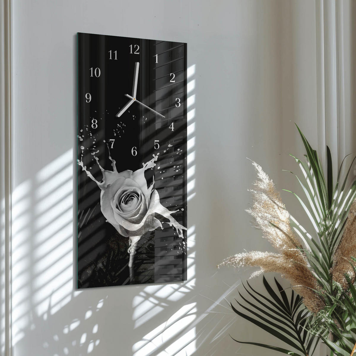 WANDUHR 30x60 cm - Flecken - Schwarz, Glas (30/60/0.4cm) - TULUP